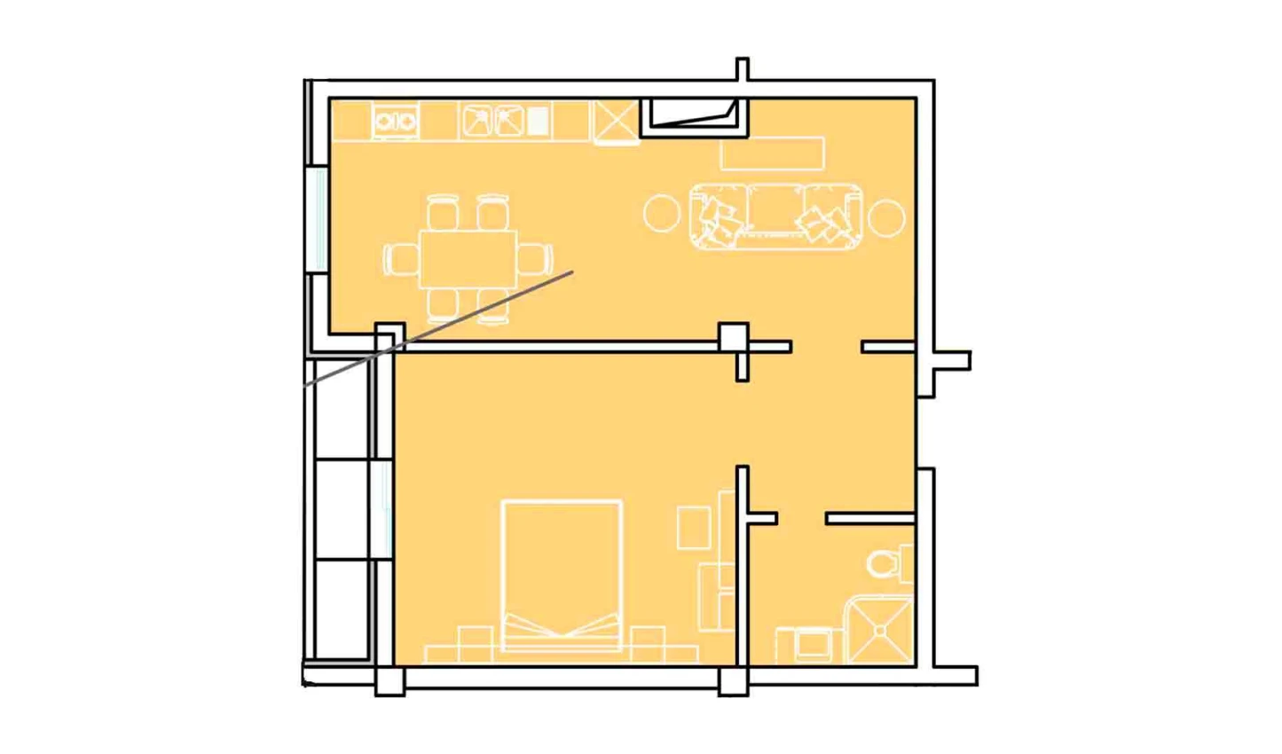 3-xonali xonadon 63.38 m²  8/8 qavat