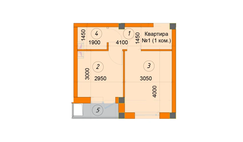 1-комнатная квартира 30.6 м²  2/2 этаж