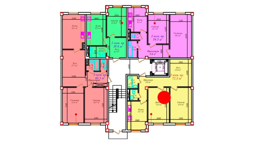 2-комнатная квартира 81 м²  1/1 этаж