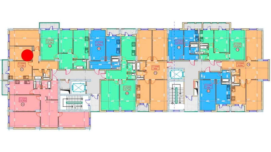 2-комнатная квартира 71.9 м²  9/9 этаж