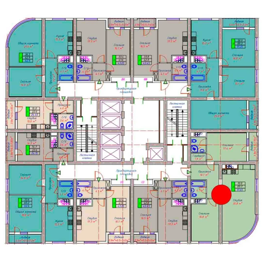 3-xonali xonadon 91.65 m²  28/30 qavat | ECO TOWER Turar-joy majmuasi