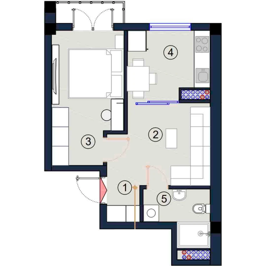 1-комнатная квартира 37.5 м²  6/6 этаж