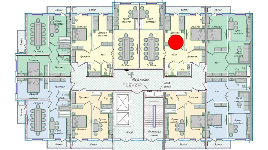 3-комнатная квартира 74.14 м²  9/9 этаж