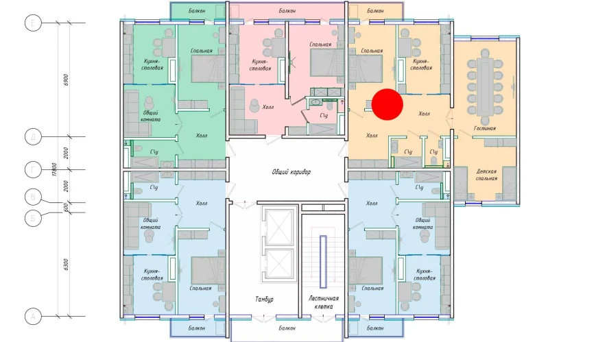 3-комнатная квартира 91.42 м²  3/3 этаж