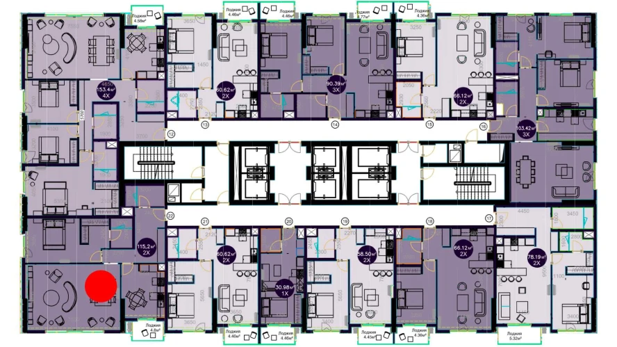 2-комнатная квартира 115.2 м²  21/21 этаж