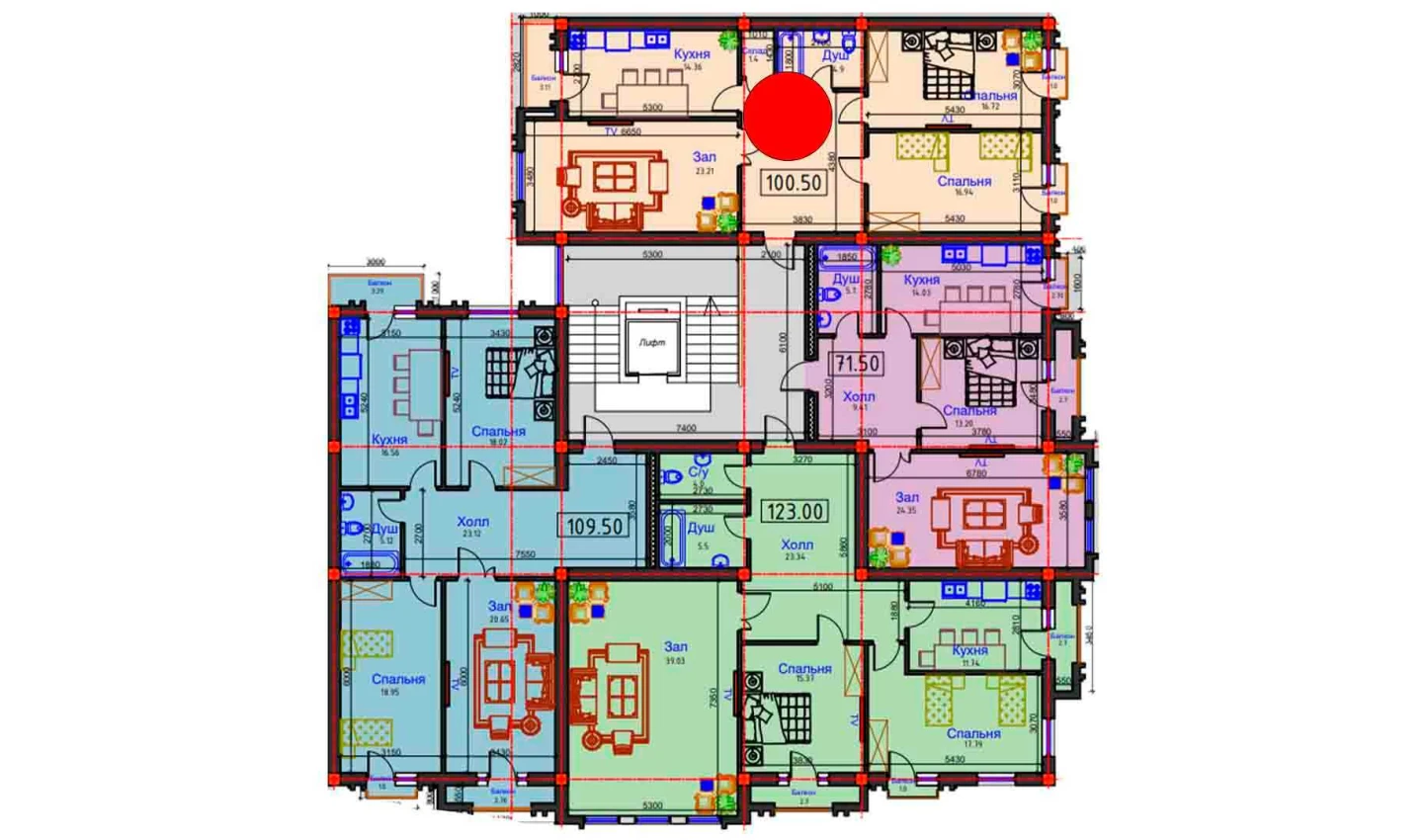 3-комнатная квартира 100.5 м²  4/4 этаж