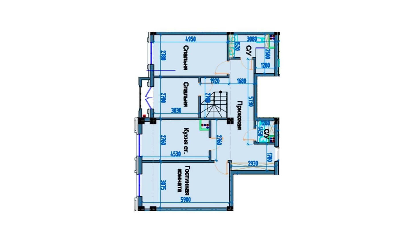 3-комнатная квартира 88 м²  9/9 этаж