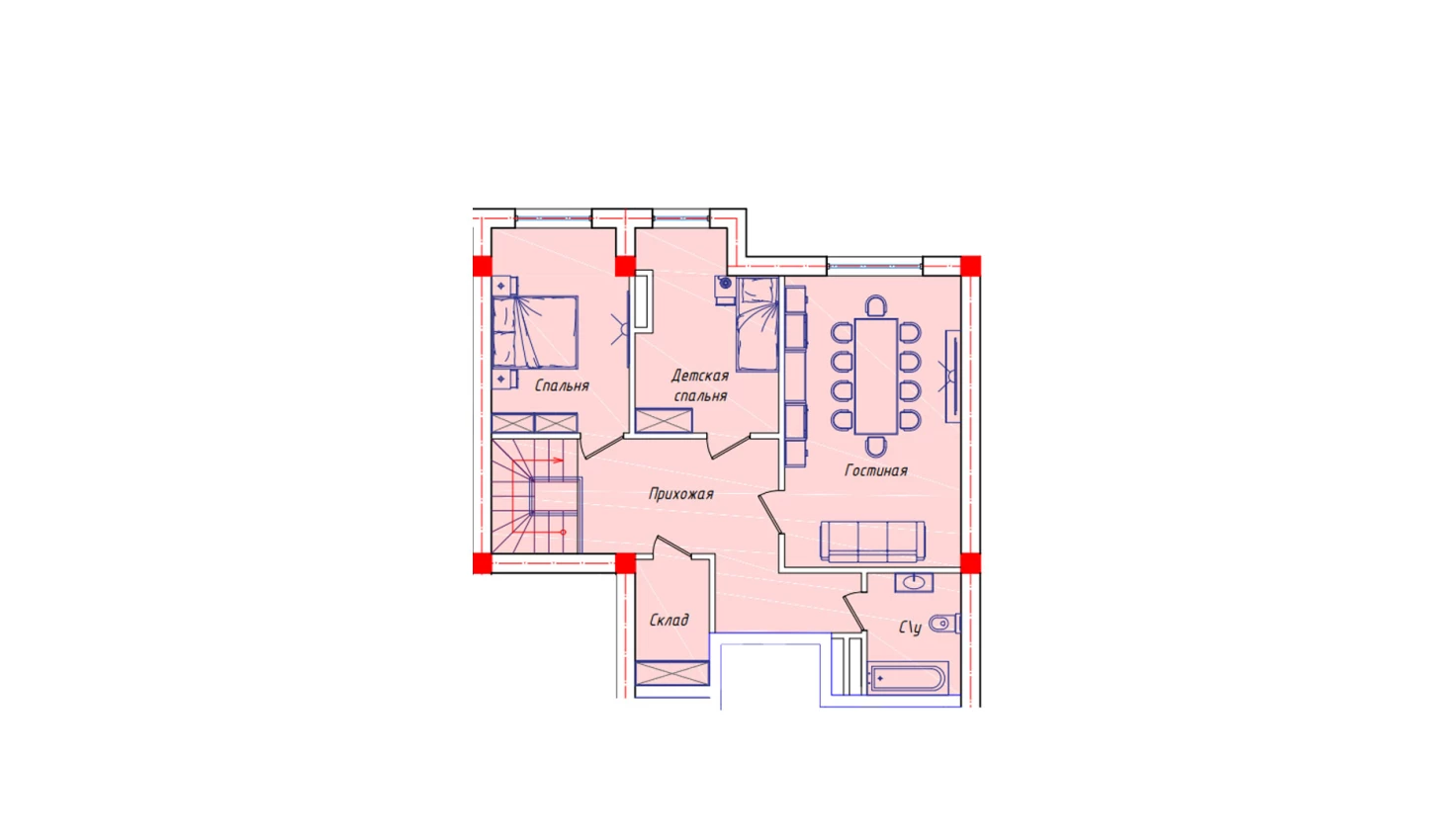 3-комнатная квартира 77.7 м²  8/8 этаж