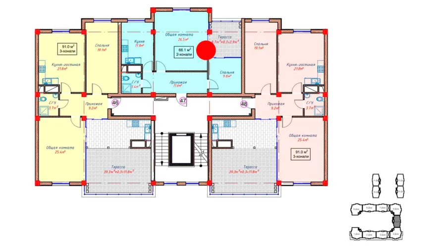 3-комнатная квартира 66.1 м²  10/10 этаж