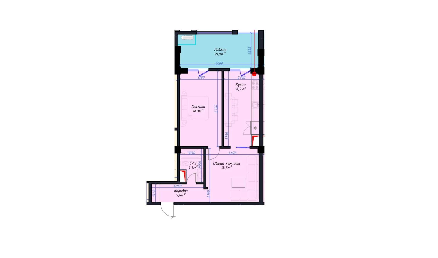 2-комн. квартира 75.5 м²  6/14 этаж | Жилой комплекс Avia Palace