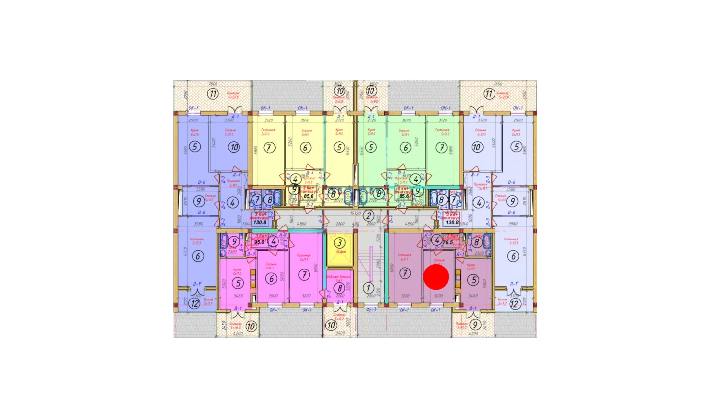 2-комнатная квартира 95 м²  3/3 этаж