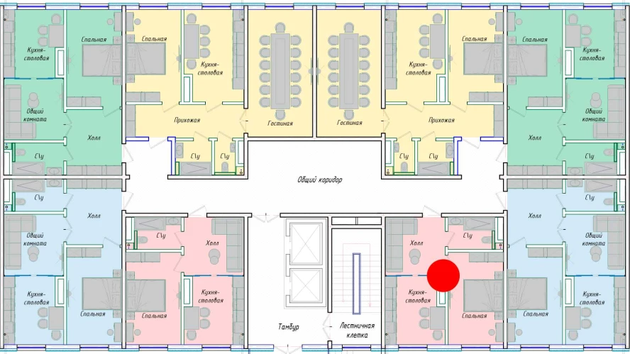 1-комнатная квартира 39.02 м²  1/1 этаж