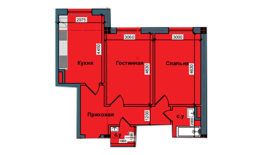 2-комнатная квартира 60.2 м²  2/9 этаж | Жилой комплекс NUR BARAKA