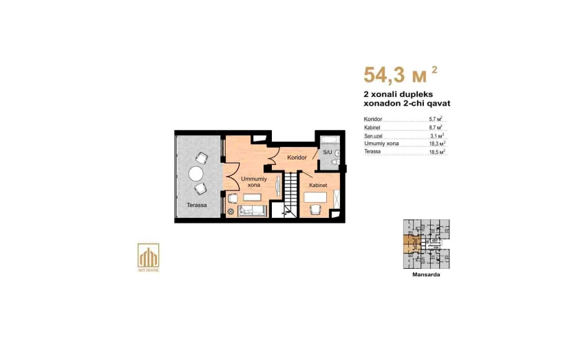 3-xonali xonadon 188.3 m²  16/16 qavat | Musaffo Turar-joy majmuasi