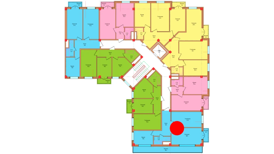 2-комнатная квартира 66.63 м²  4/4 этаж