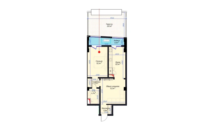 2-xonali xonadon 65.45 m²  2/14 qavat | Avia Palace Turar-joy majmuasi