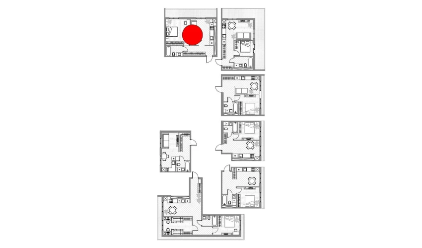 1-xonali xonadon 43.6 m²  9/12 qavat | PARVOZ Turar-joy majmuasi