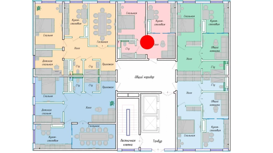 1-комнатная квартира 43.38 м²  1/1 этаж