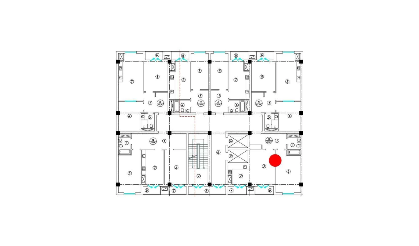 2-xonali xonadon 65.3 m²  12/12 qavat