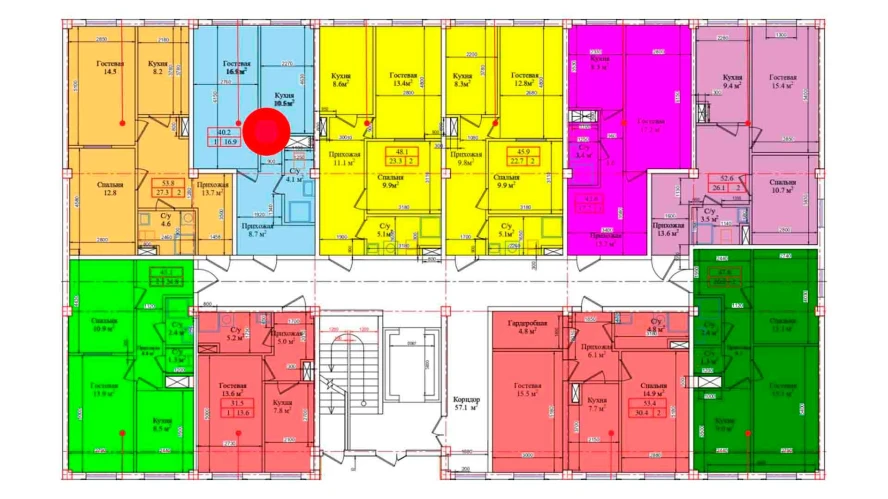 1-комнатная квартира 40.2 м²  1/1 этаж