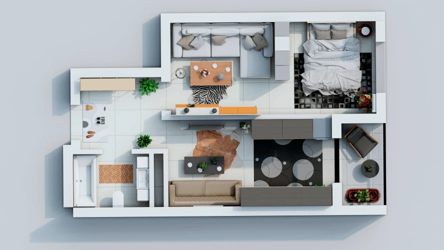 1-комнатная квартира 44.78 м²  3/3 этаж