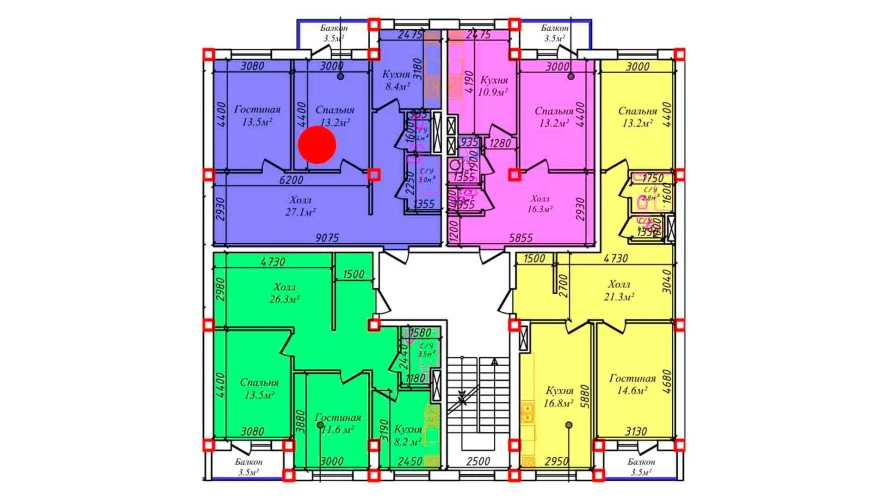 2-комнатная квартира 73.1 м²  4/4 этаж