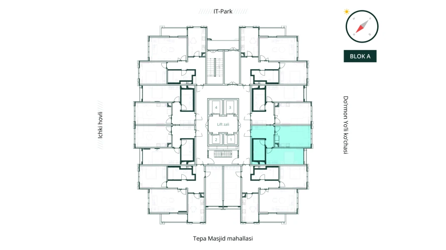 2-xonali xonadon 47.59 m²  23/23 qavat