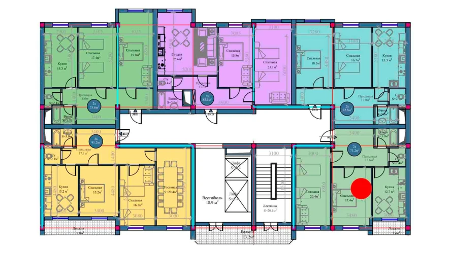 2-комнатная квартира 71.2 м²  7/7 этаж