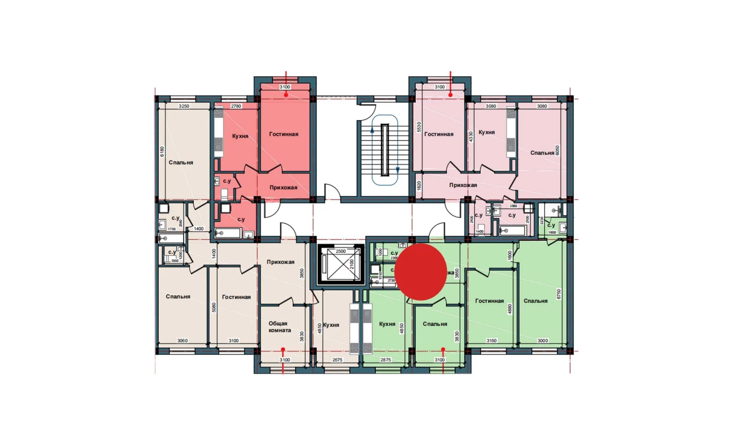 3-комнатная квартира 95.3 м²  2/2 этаж