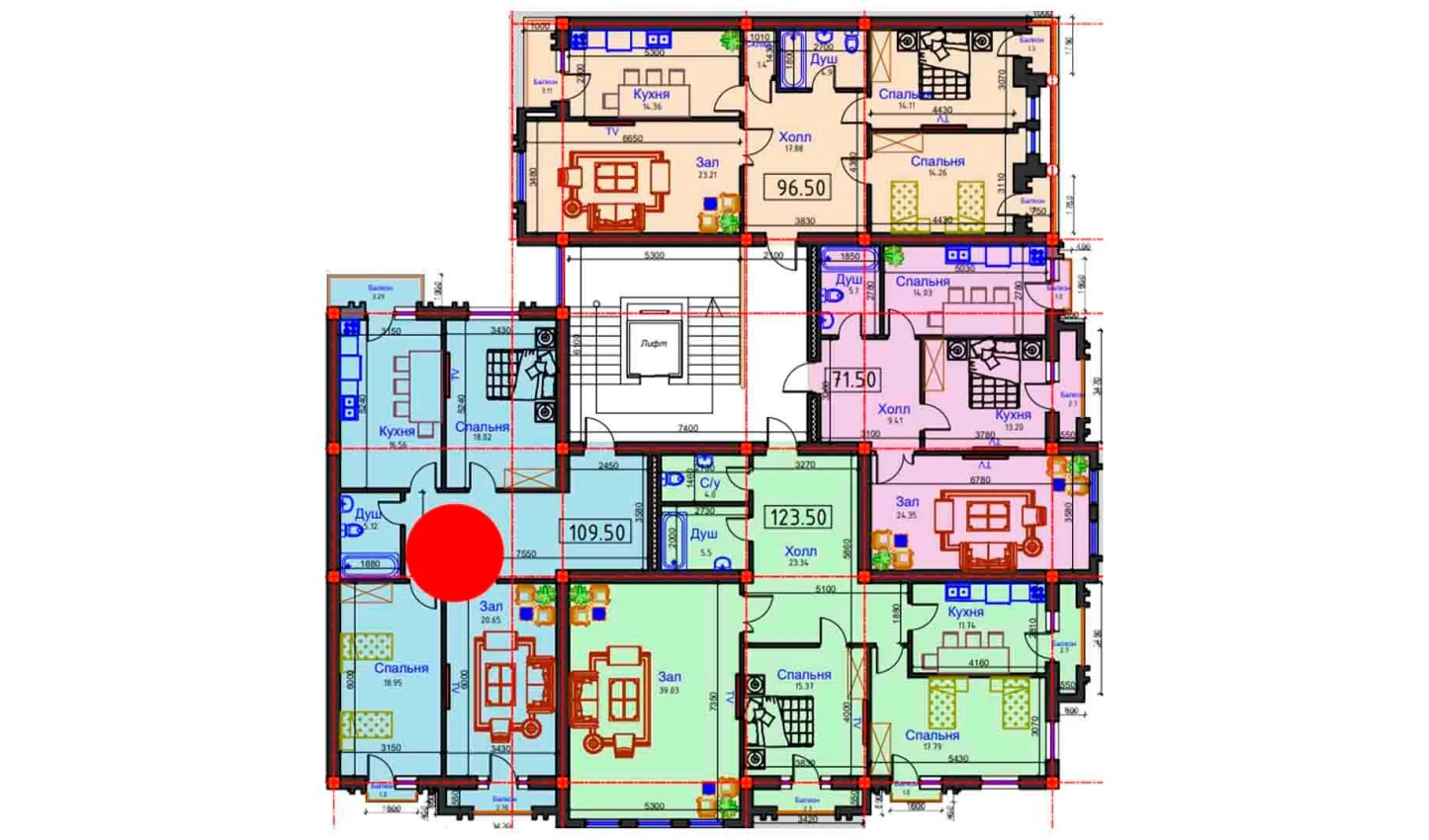 3-комнатная квартира 109.5 м²  7/7 этаж