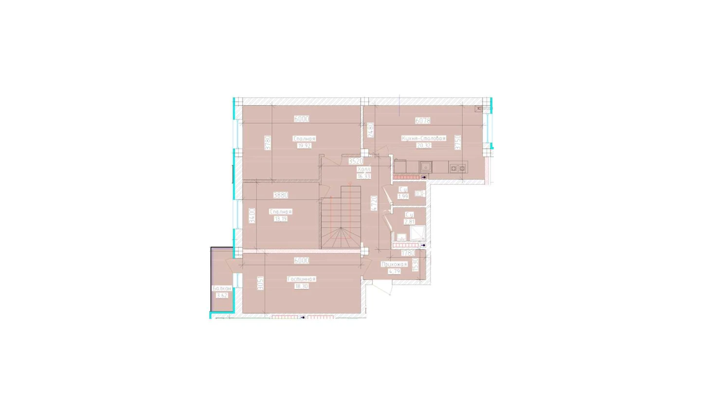 3-комнатная квартира 101.46 м²  9/9 этаж