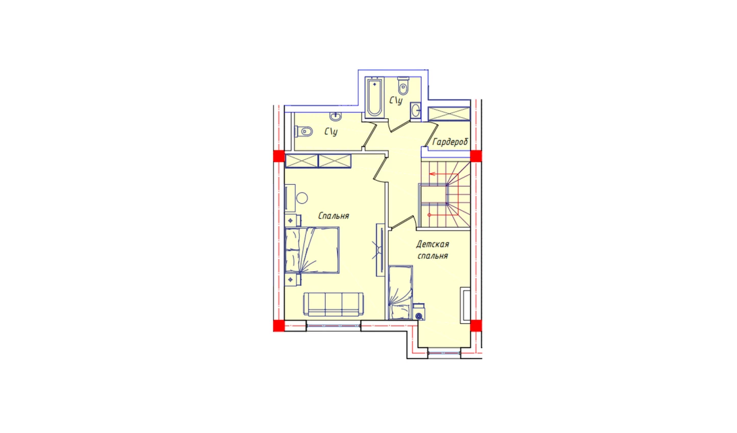 2-комнатная квартира 56.6 м²  8/8 этаж