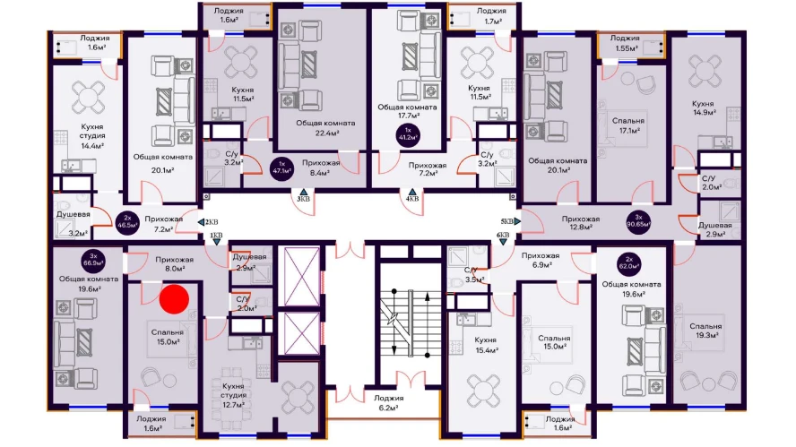 2-xonali xonadon 66.9 m²  12/12 qavat