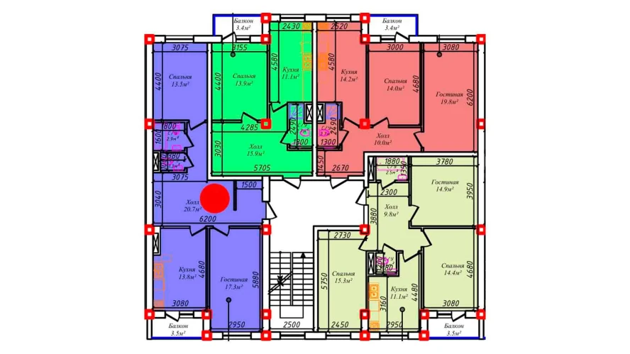 2-комнатная квартира 74.1 м²  4/4 этаж