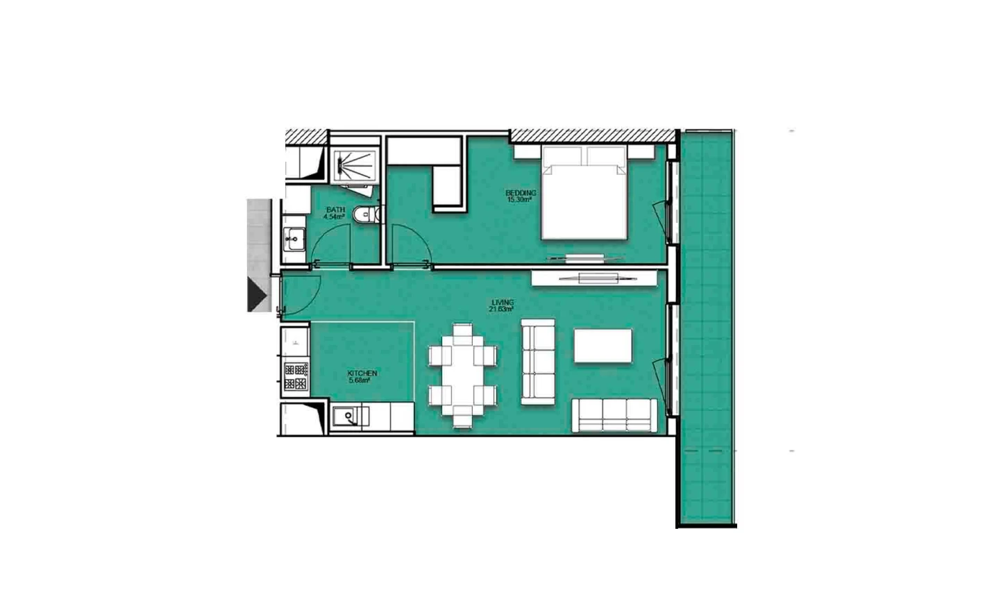 2-комнатная квартира 58.08 м²  5/5 этаж