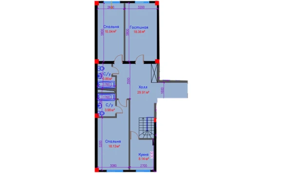 3-xonali xonadon 97.42 m²  1/10 qavat | Ko'kcha-Oqtepa Turar-joy majmuasi