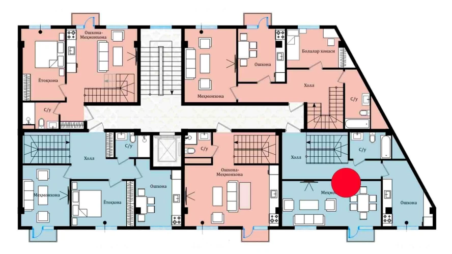 4-комнатная квартира 55.25 м²  7/7 этаж