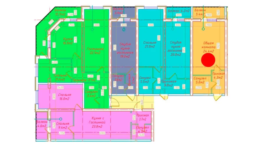 1-xonali xonadon 39.1 m²  2/2 qavat