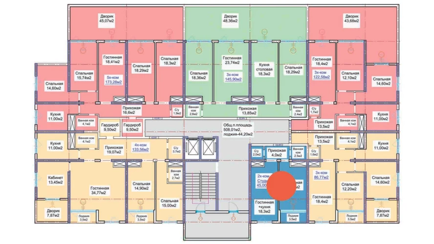 2-комнатная квартира 45 м²  2/2 этаж