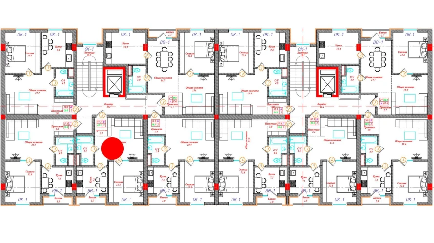 2-xonali xonadon 47.5 m²  11/12 qavat | CHINARA PARK Turar-joy majmuasi