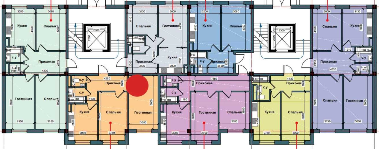 2-комнатная квартира 53.7 м²  1/1 этаж