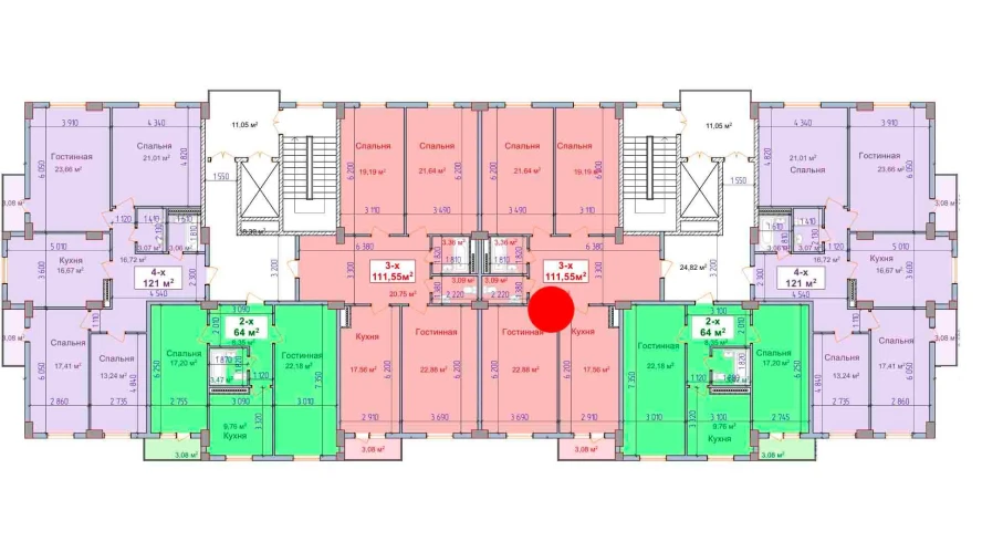 3-комнатная квартира 111.55 м²  3/3 этаж