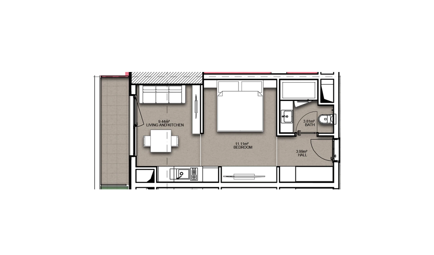 1-комнатная квартира 33.77 м²  7/7 этаж