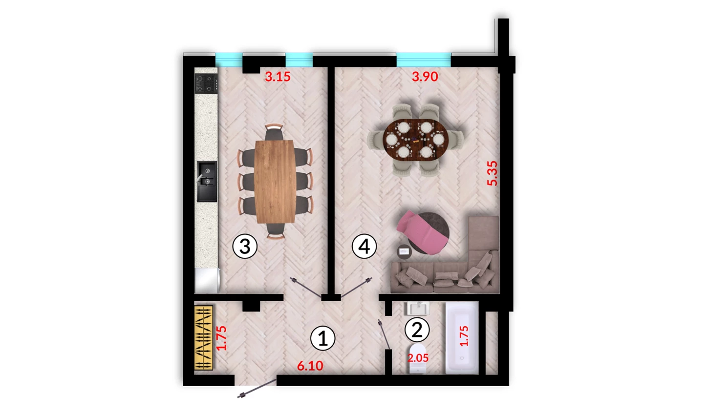 1-xonali xonadon 50 m²  10/10 qavat