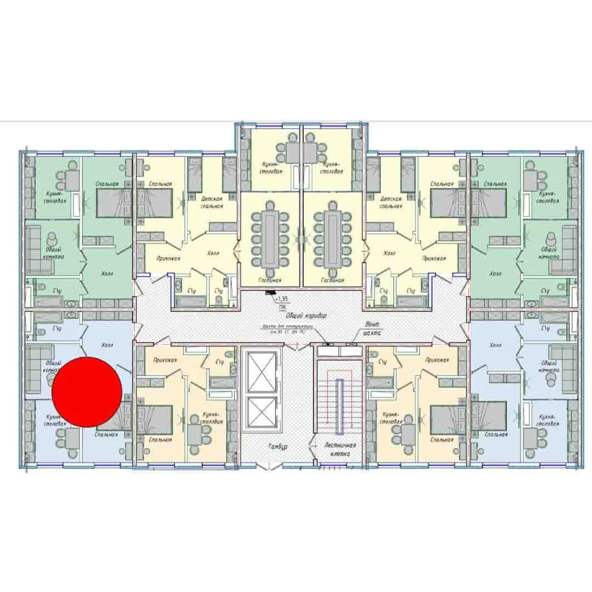 2-комнатная квартира 50.7 м²  1/1 этаж