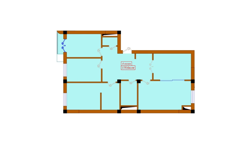 4-комнатная квартира 119.6 м²  6/6 этаж