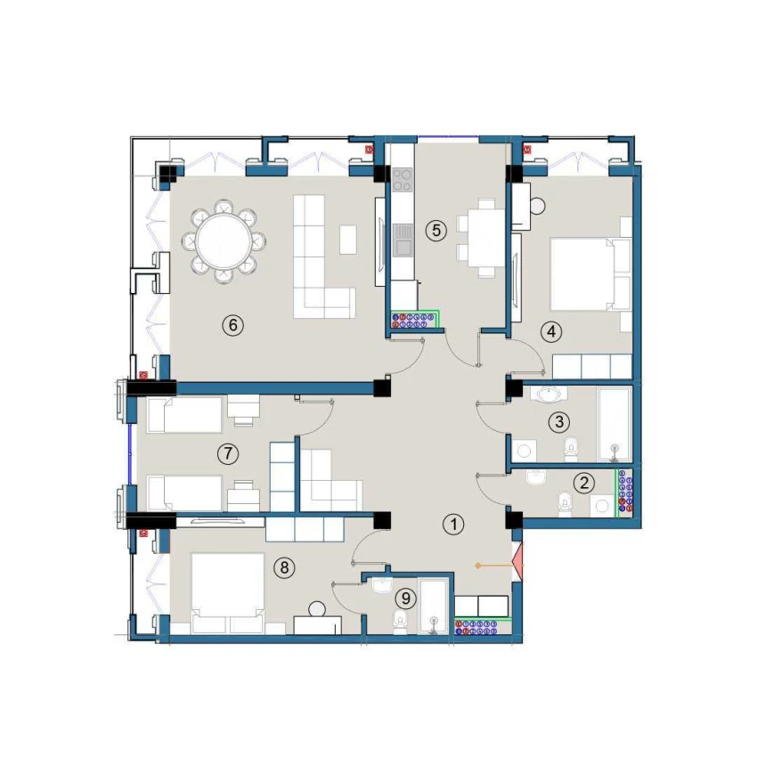 4-комнатная квартира 120 м²  9/9 этаж