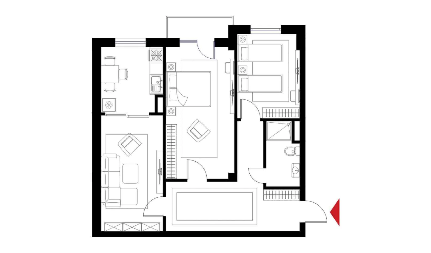 3-комнатная квартира 77.7 м²  3/3 этаж