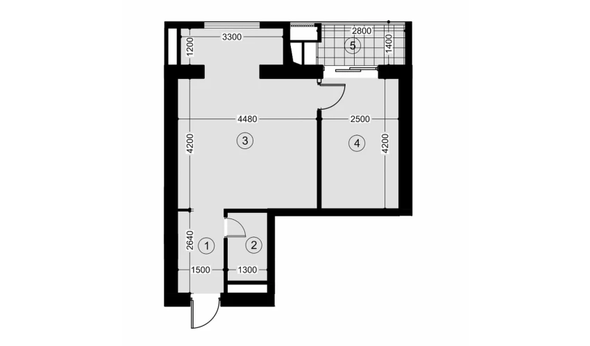 2-комнатная квартира 44.7 м²  6/6 этаж