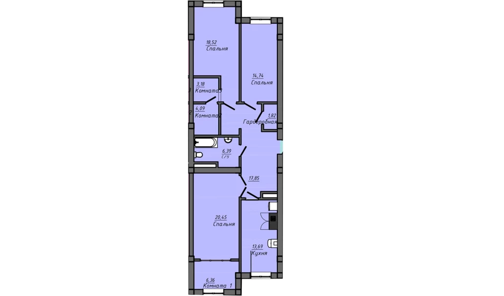 4-комнатная квартира 118 м²  2/2 этаж